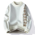 Men's loose fit knitted pullover sweater with ribbed hemline in various colours
