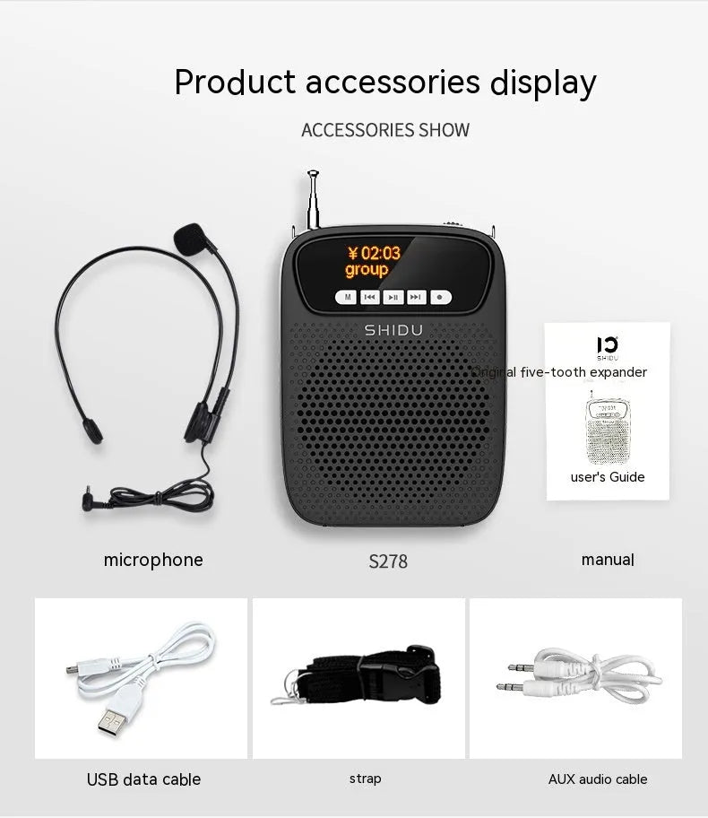 S278 Bee Loudspeaker wireless Bluetooth microphone speaker in Classic Black with telescopic antenna and microphone