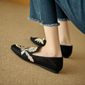 Women's embroidery low-cut flat pumps in retro fabric design with round toe and soft bottom