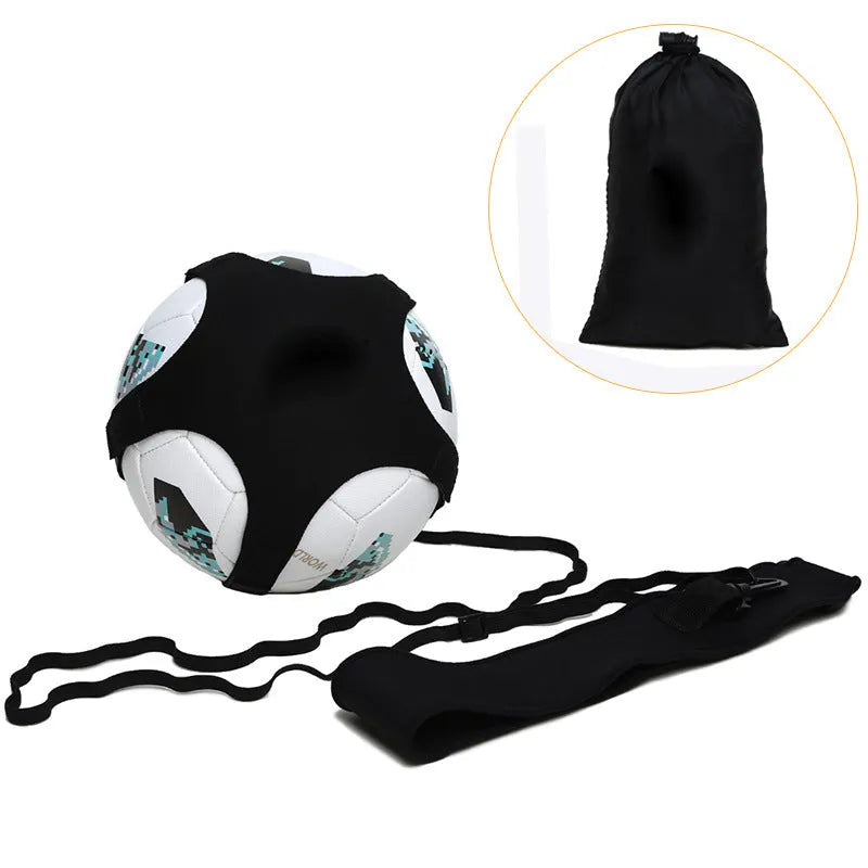 Black football juggling training belt with 2 metre length for solo skills practice