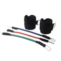 Black Taekwondo leg training pull rope set with handles and resistance band