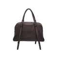 Women's retro style genuine leather shoulder bag in horizontal square shape with double straps