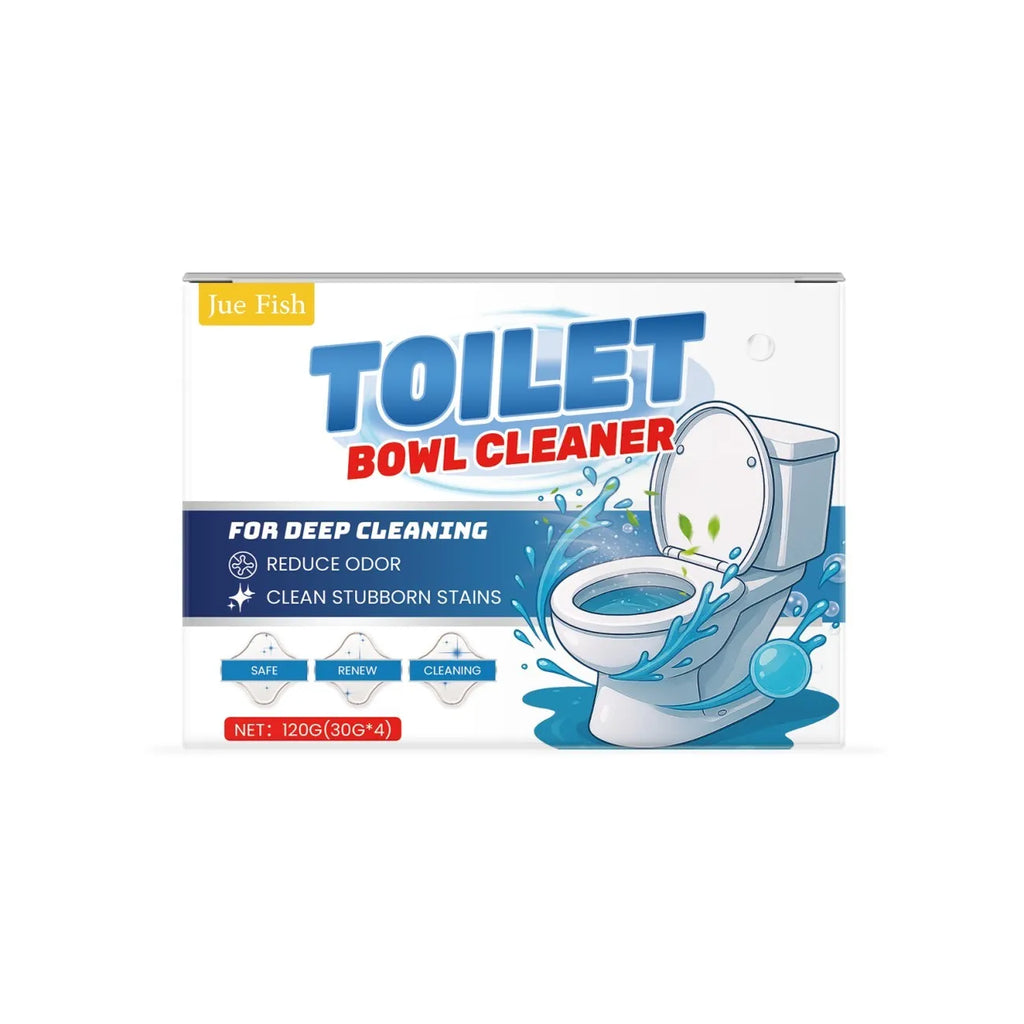 Pack of four 30g sachets of toilet cleaning powder for urine stain and odour removal.