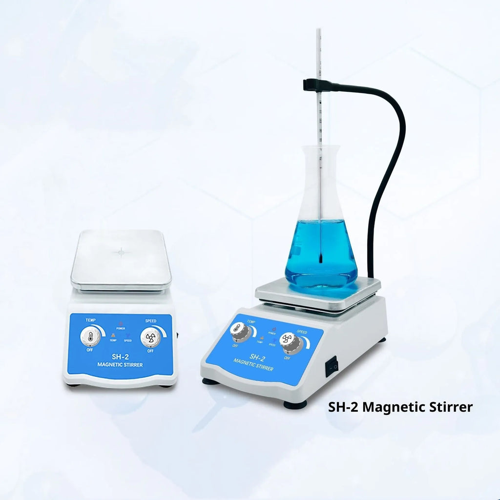 SH-2 magnetic stirrer with heating and speed regulation in compact lab body