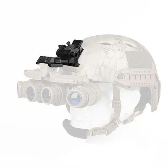 Metal alloy L4 G24 NVG fast helmet mount with breakaway base in strong dark earth colour.