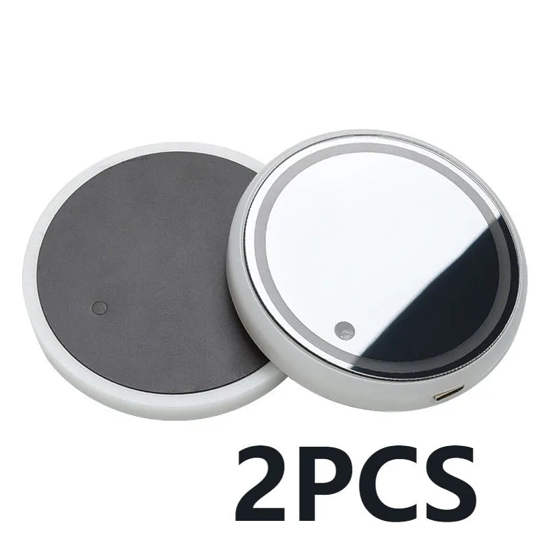 Colourful LED light-up coaster for car cup holder with non-slip surface and USB cable.