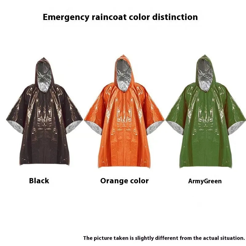 Marathon Wild Cross-country waterproof raincoat shown in orange and army green colours, laid flat to show size.