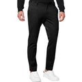 Men's slim-fit tapered chino trousers in a grey cotton blend fabric with a zipper fly.