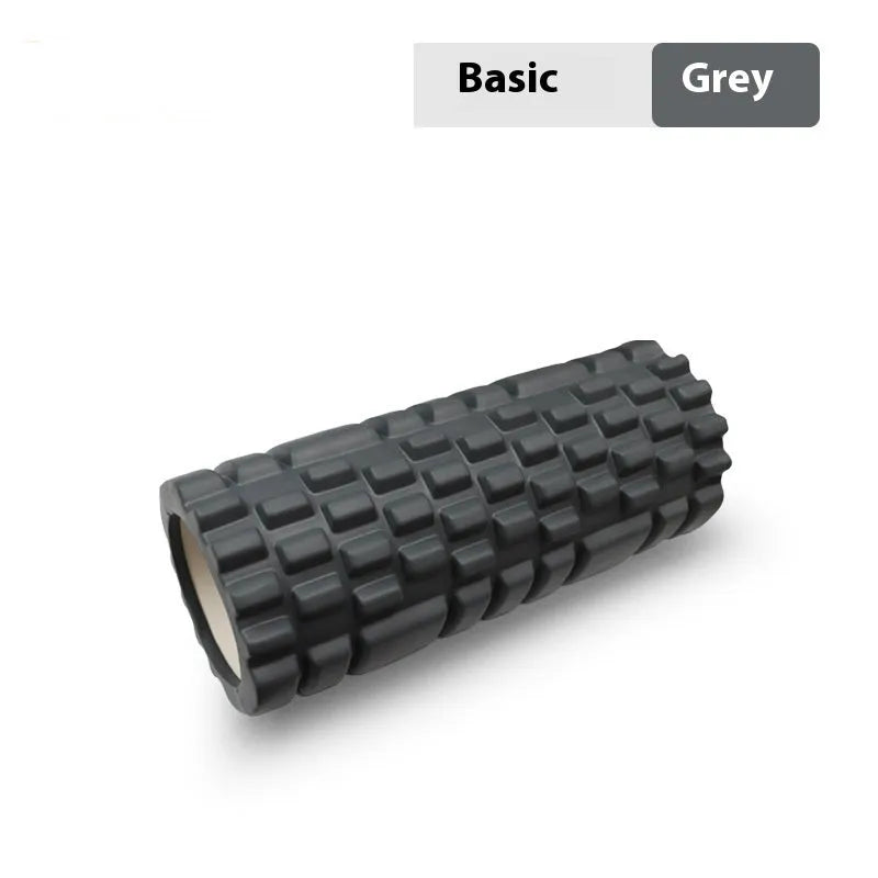 EVA foam roller in assorted colours showing different diameter sizes for fitness recovery.