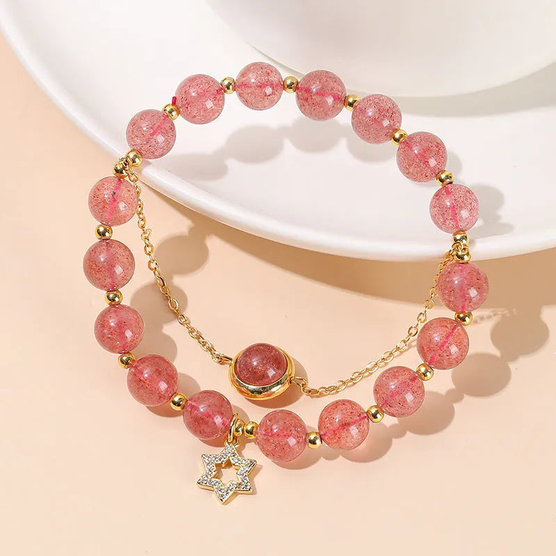 Green natural crystal bracelet with fresh Chinese style design, handcrafted for women