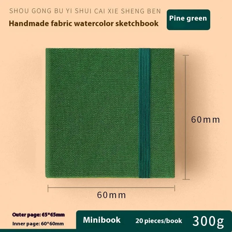 Feiluniao handmade fabric watercolour notebook with cotton paper, 185mm long, shown in a cover design option.
