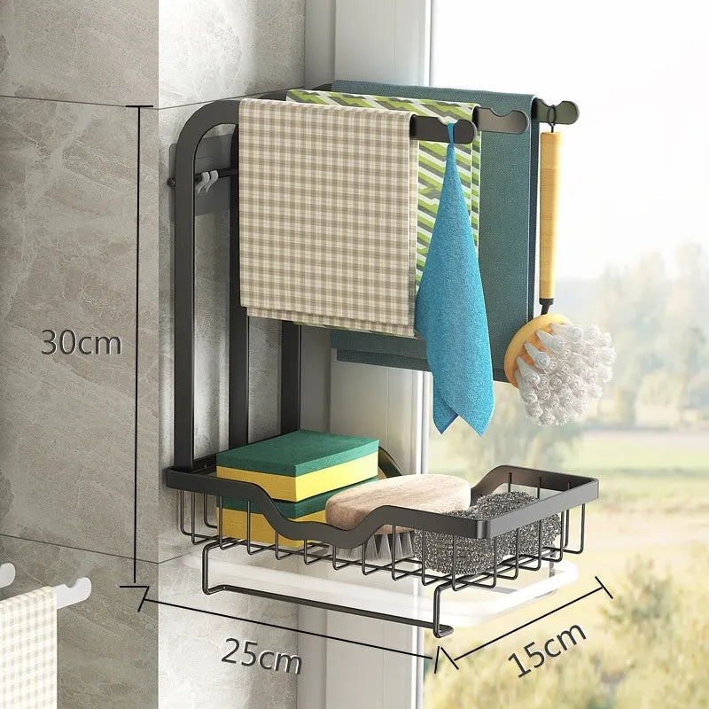 Foldable plastic kitchen rack for rag drainage in new Chinese style design