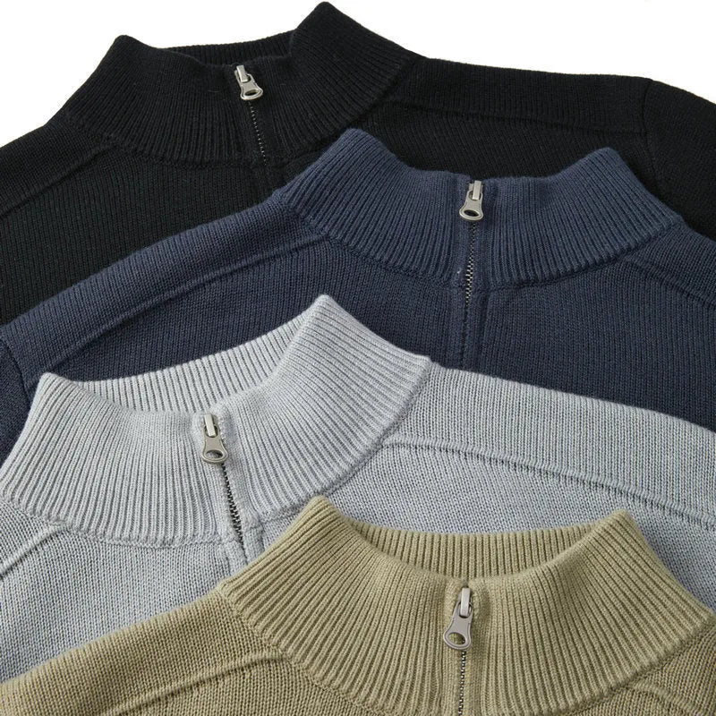 Men's slim fit wool pullover sweater in six colour options with long sleeves