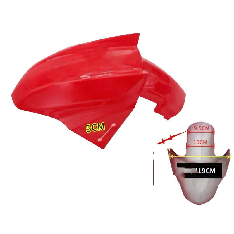 Electric car front wheel fender made from ABS plastic in bright white and magnificent red colours