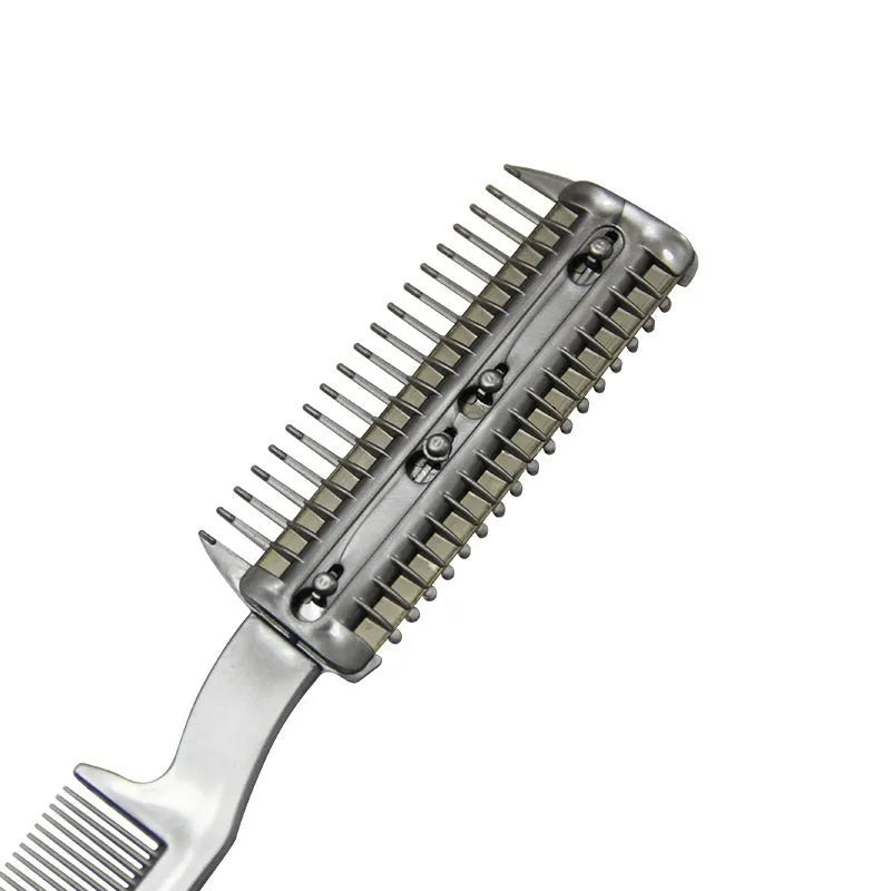 Plastic dog hair cleaning comb with spare blade in blister packaging for pet grooming