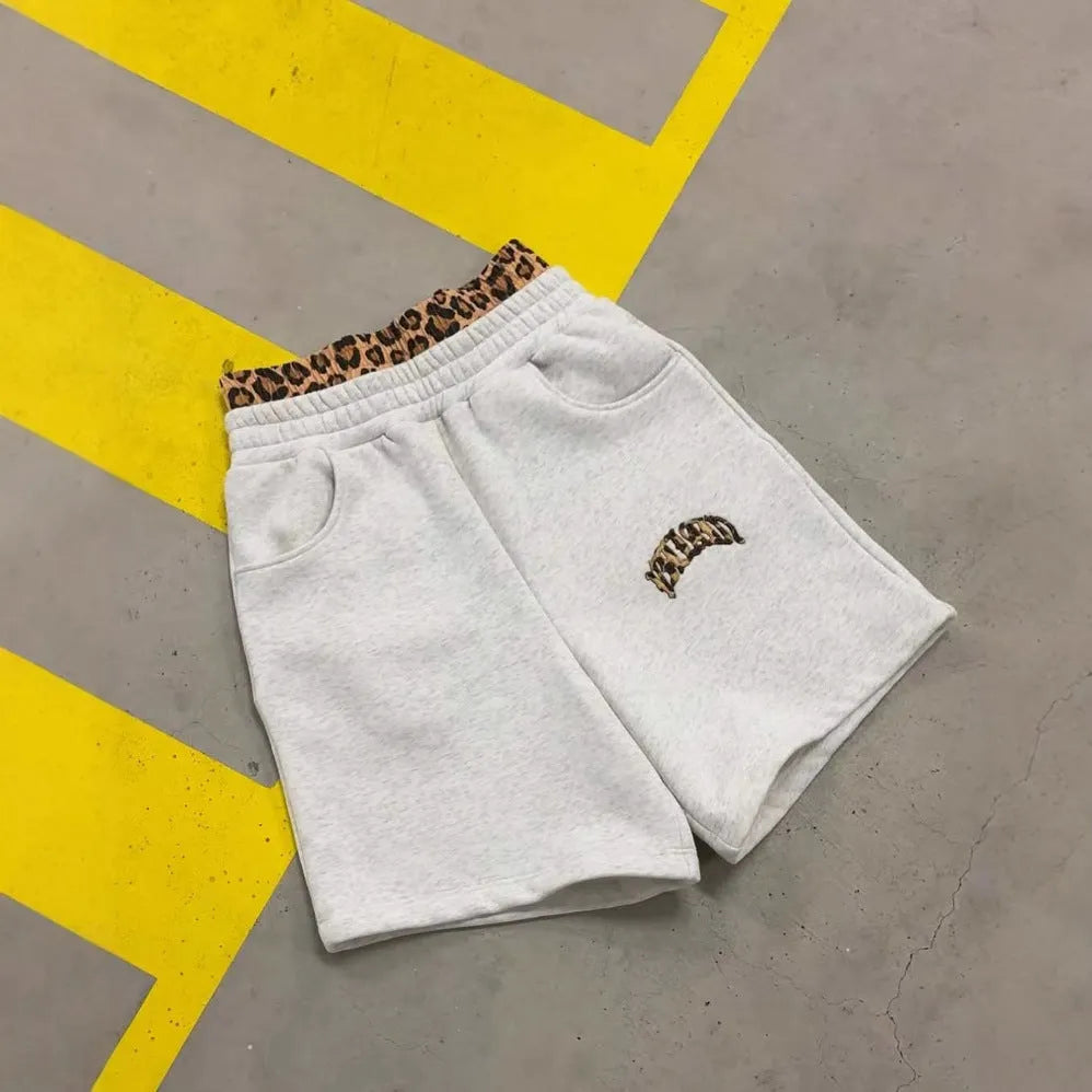 Men's patchwork double waist trousers with elastic fabric in loose fit hip hop style