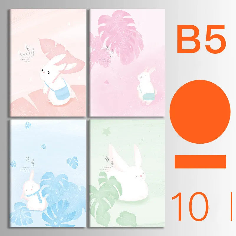 10-pack of kraft paper notebooks with thread binding in A5 and B5 sizes with various cover designs