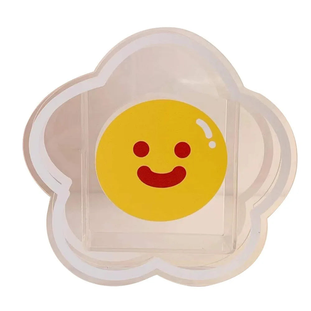 Square clear acrylic storage box with a lid, showing one of the cute decorative designs such as the Strawberry Rabbit pattern.