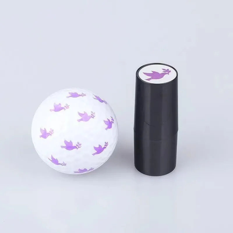 Plastic 20mm round golf ball stamp in black, blue, green, purple, red colours, lightweight 9g