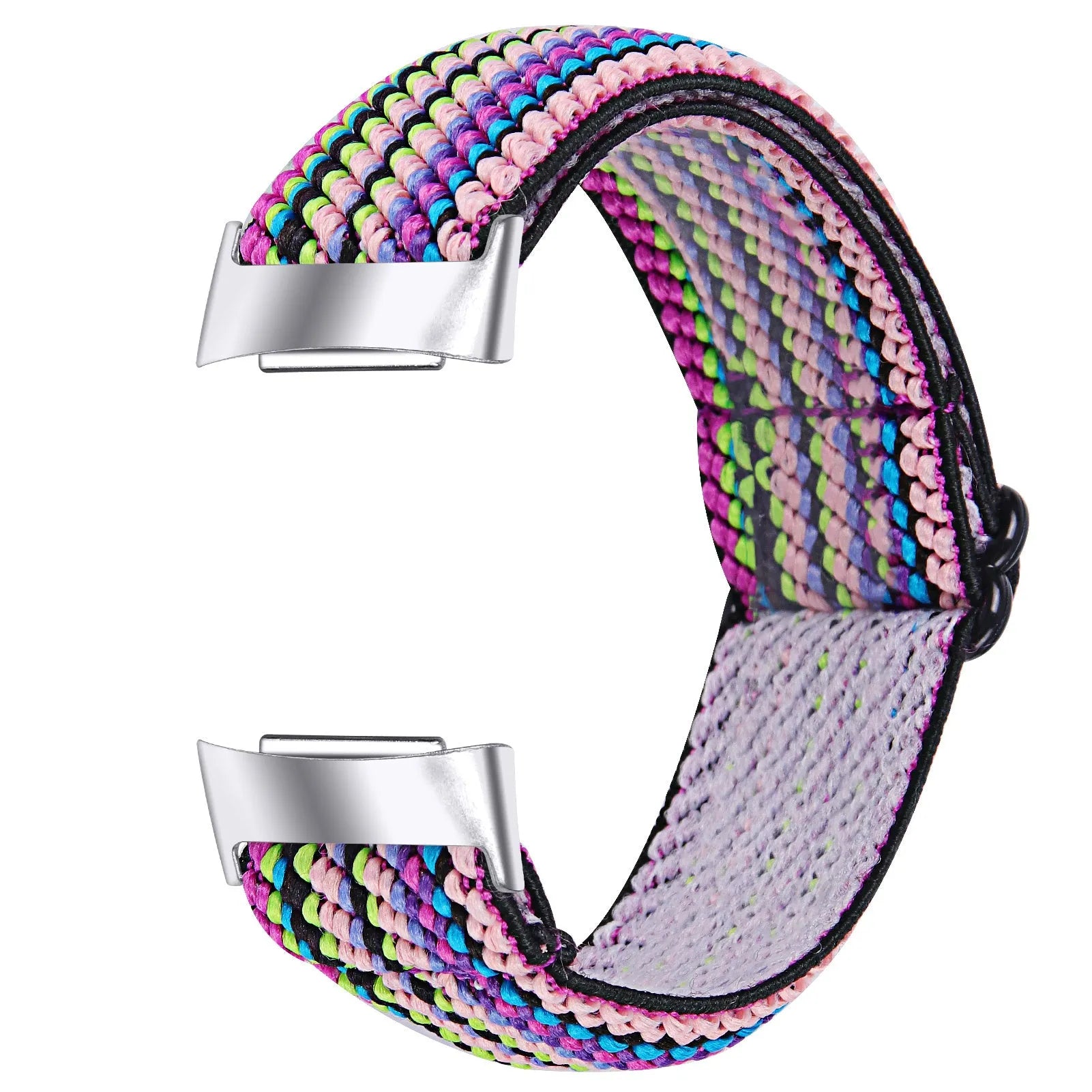 Printed elastic replacement watch strap for Fitbit Charge 6 in assorted colours on a white background