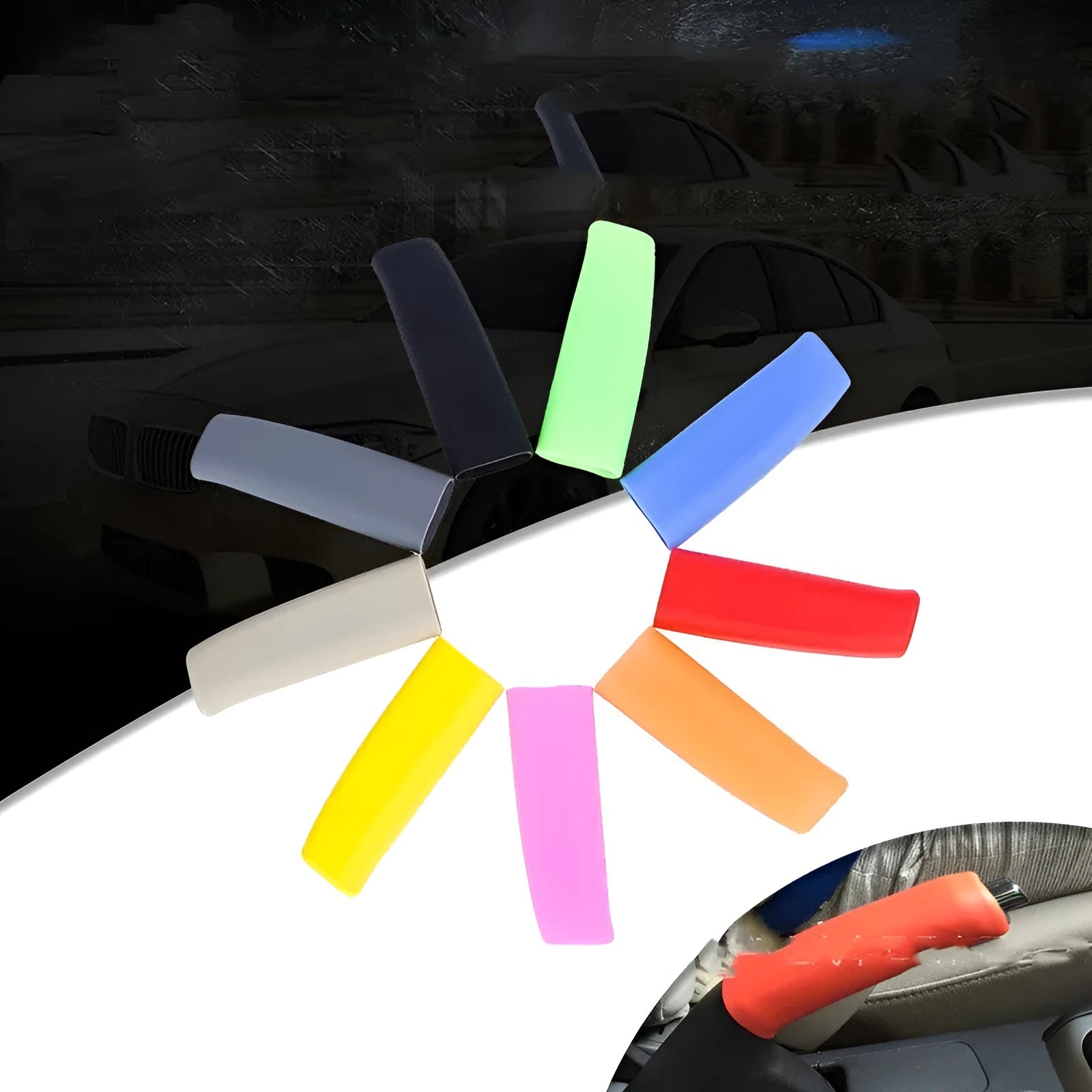 Universal silicone handbrake sleeve for cars in black, grey, beige, red, or blue colour options
