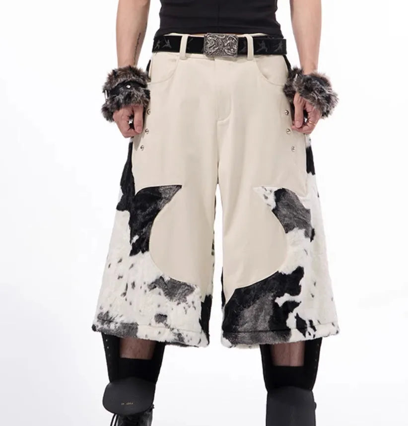 Cropped trousers in milk fibre with stitched decorative pattern options including check, stripe, print and embroidery.