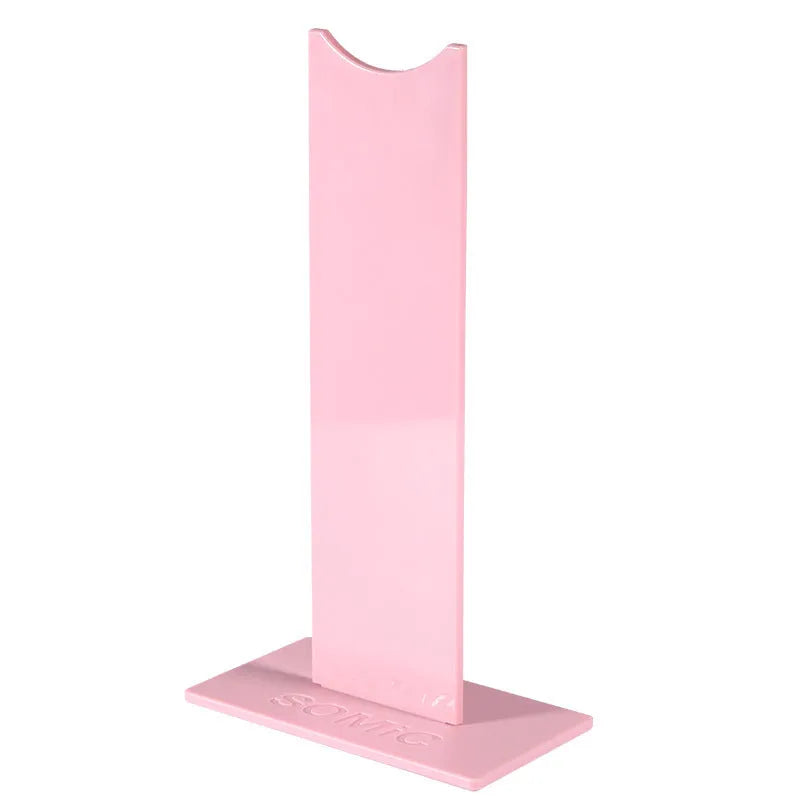 Pink and black detachable headphone bracket with non-slip silicone base measuring 14x7.5x25.5cm