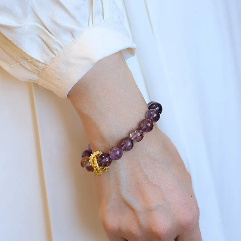 Purple cornucopia nine purple crystal good luck bracelet with animal zodiac design