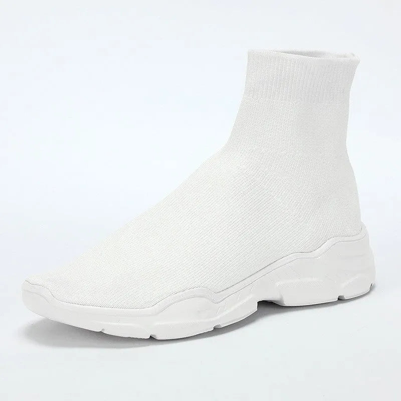 Thick-soled slip-on casual shoes in black with fabric upper and round toe