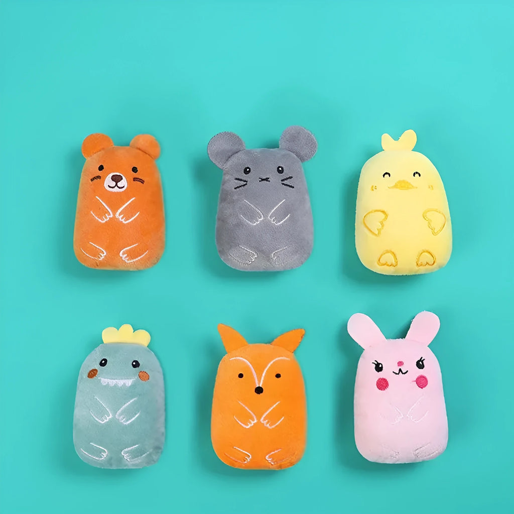 Teeth grinding catnip toys in multiple colours for interactive feline play