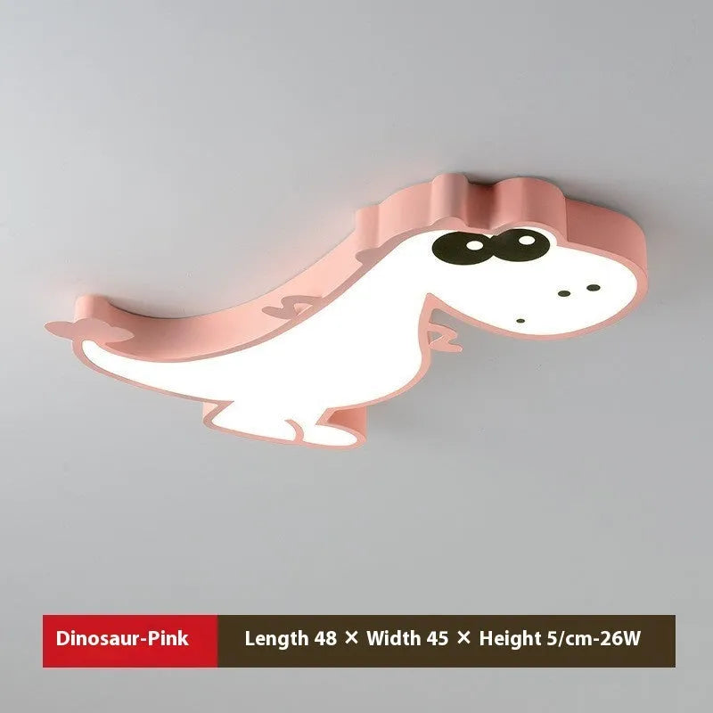 Cartoon dinosaur design ceiling light with white shade and dimmable function