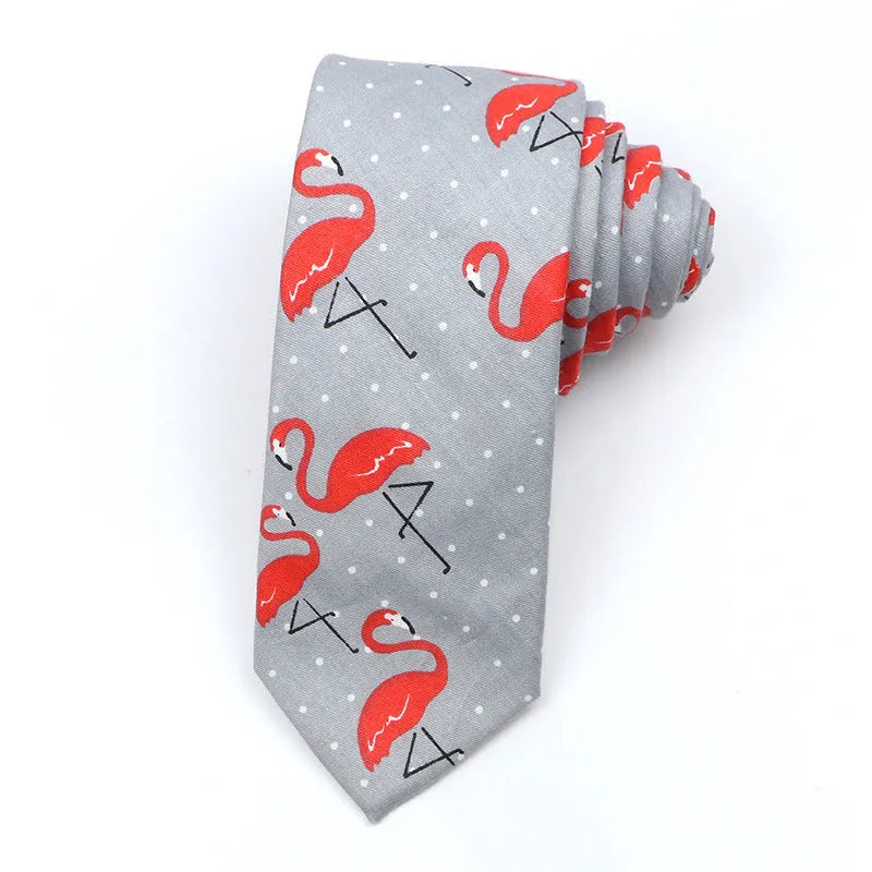 Men's narrow cotton bow tie with printed cartoon patterns in Korean casual style