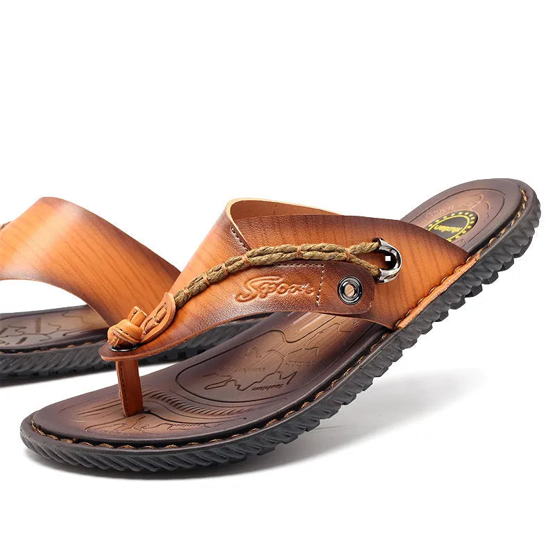 Men's black lightweight slippers with non-slip soles on wooden floor