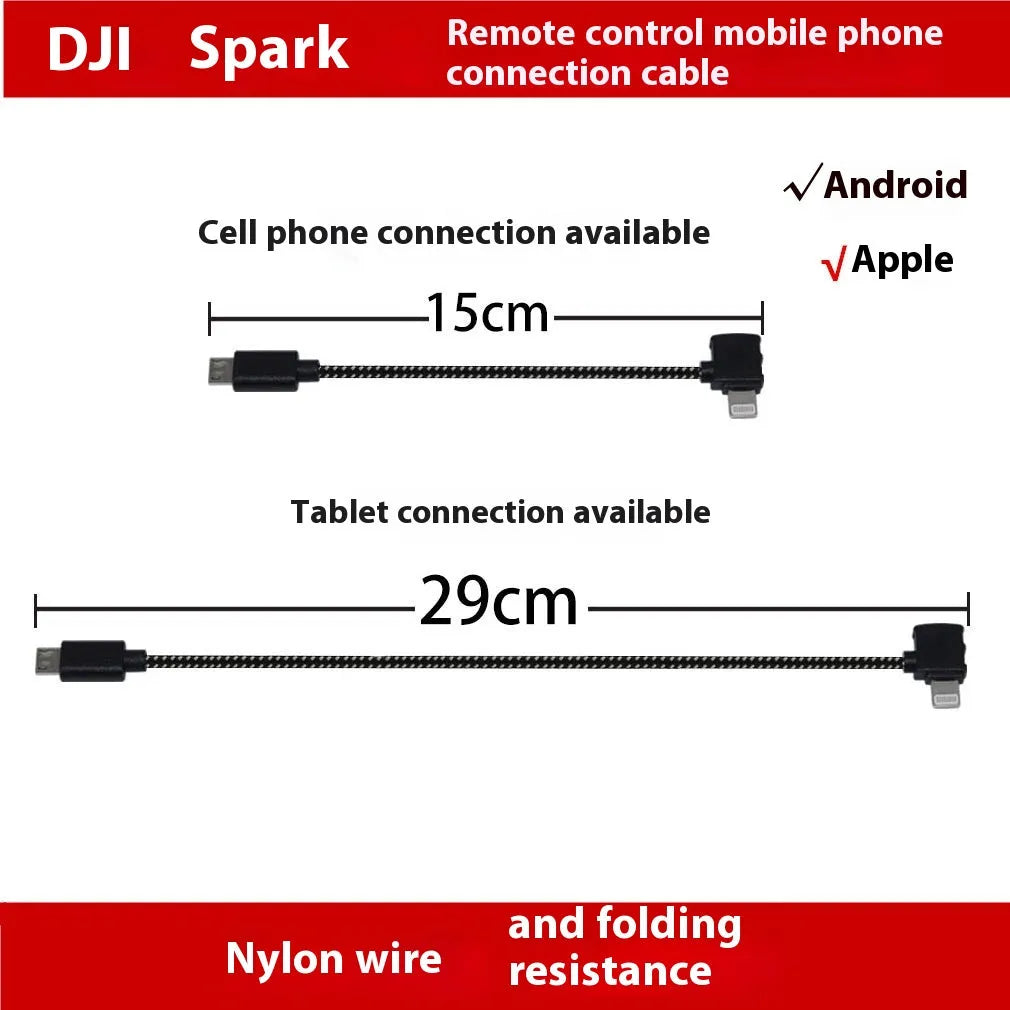 15cm remote control data cable with Type C connector and metal tip on white background