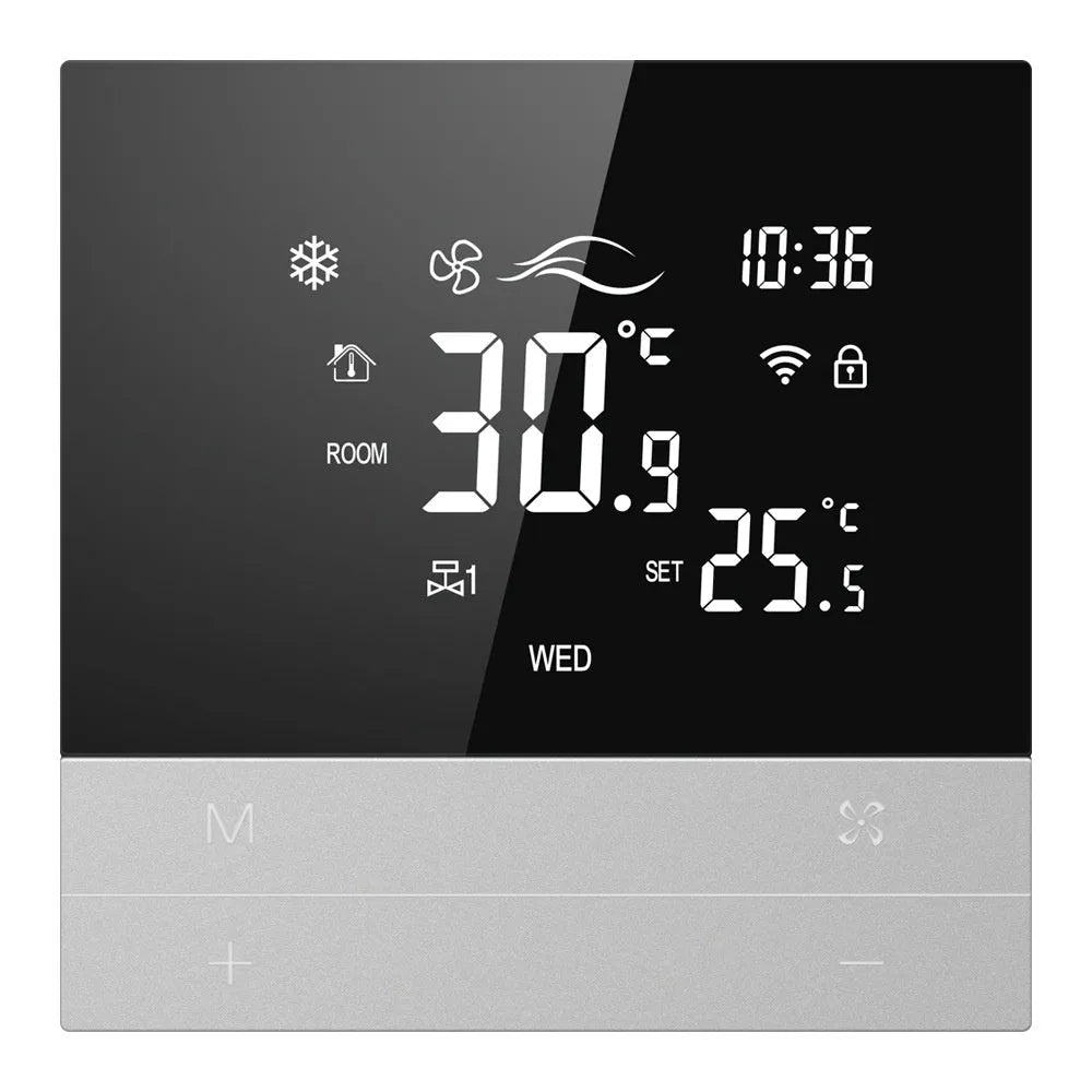 Central air-conditioning LCD touch screen thermostat 86x86mm white panel