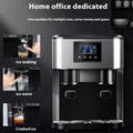 Black desktop ice making machine with ice crushing and cold water dispensing functions on countertop