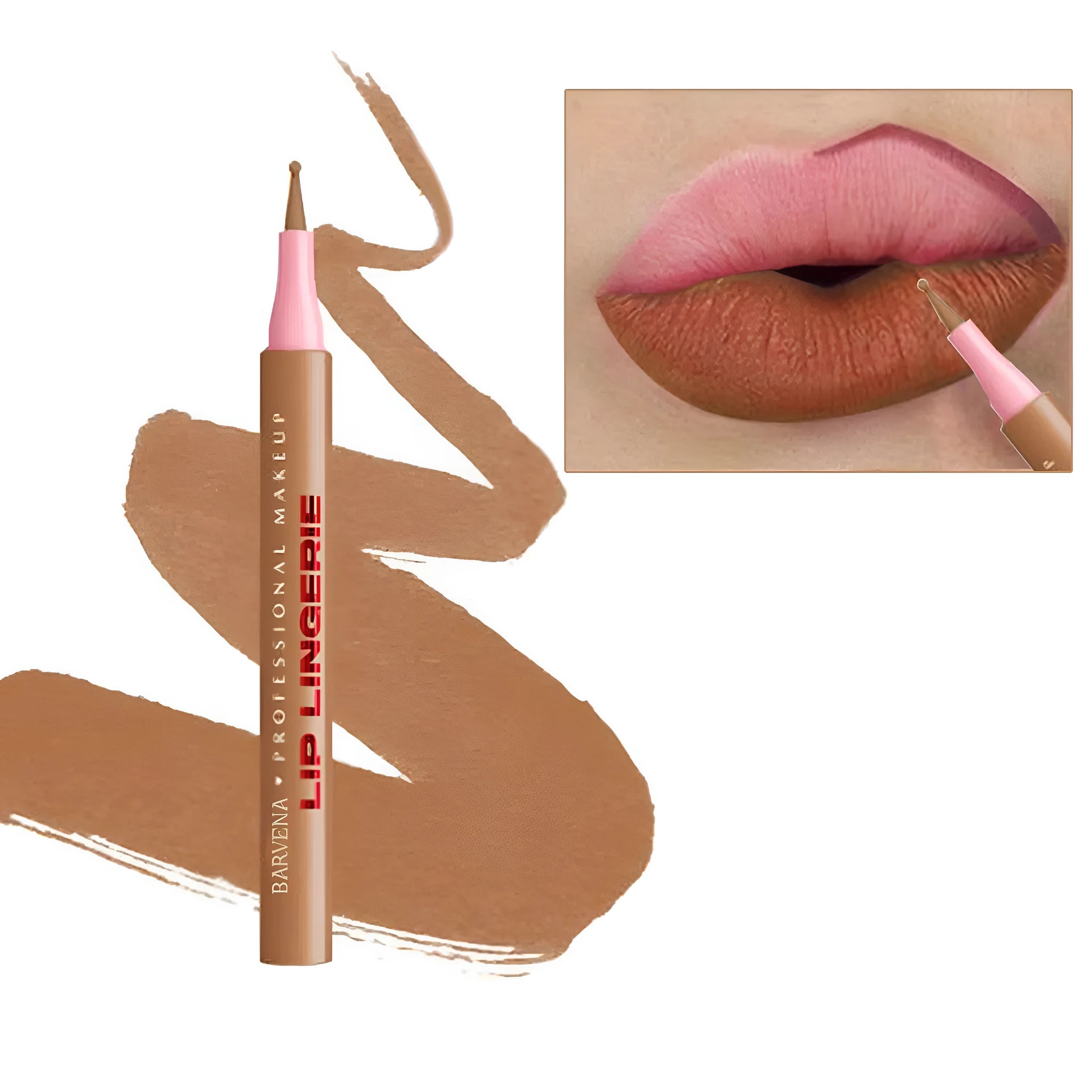 Matte lip liner pencil with 12 colour options showing defined lip outline