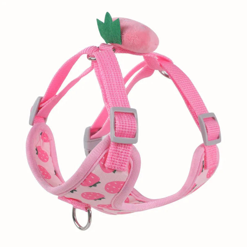 Reflective chest strap vest-style dog walking lead with handle rope for small dogs.