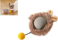 Grey green and red automatic rotating rolling ball pet toy with string for dogs and cats.