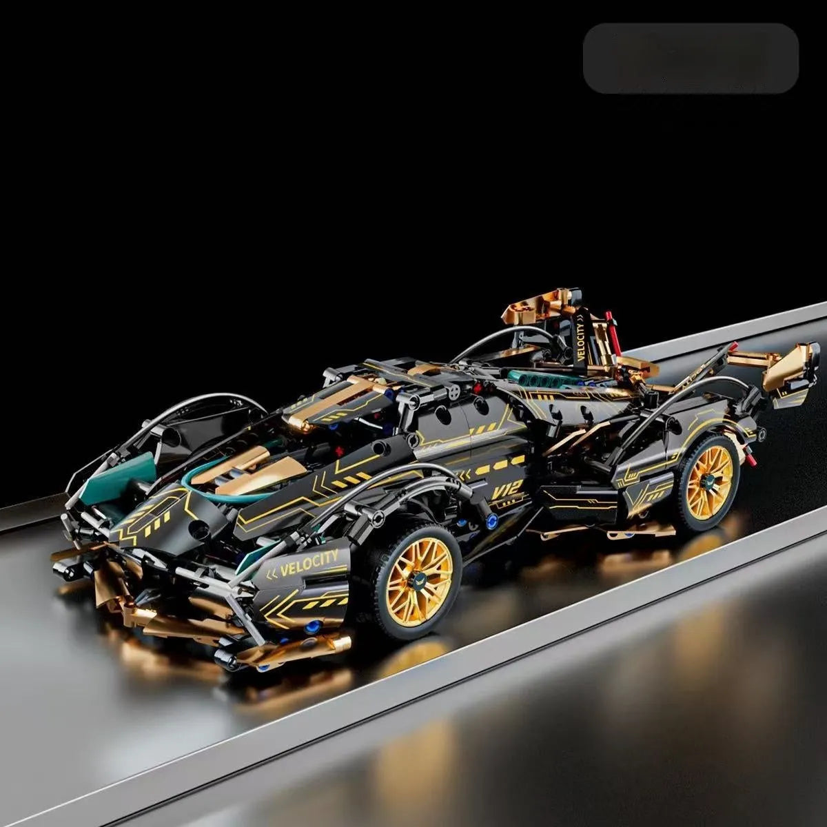 Remote control building blocks sports car racing toy on a plain background