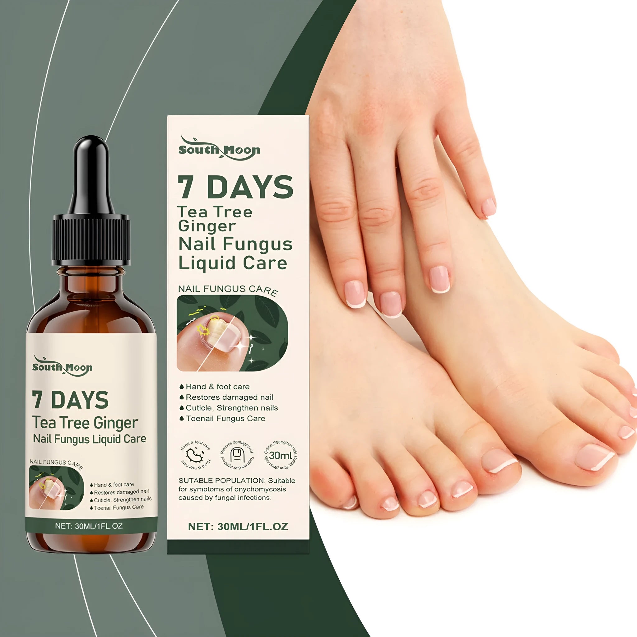 30ml bottle of nail care solution with brightening and nourishing formula