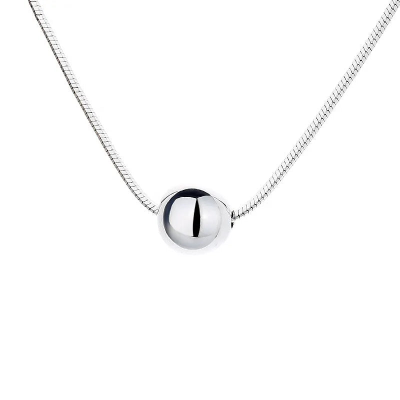 Silver necklace with small ball pendants on delicate chain for clavicle wear