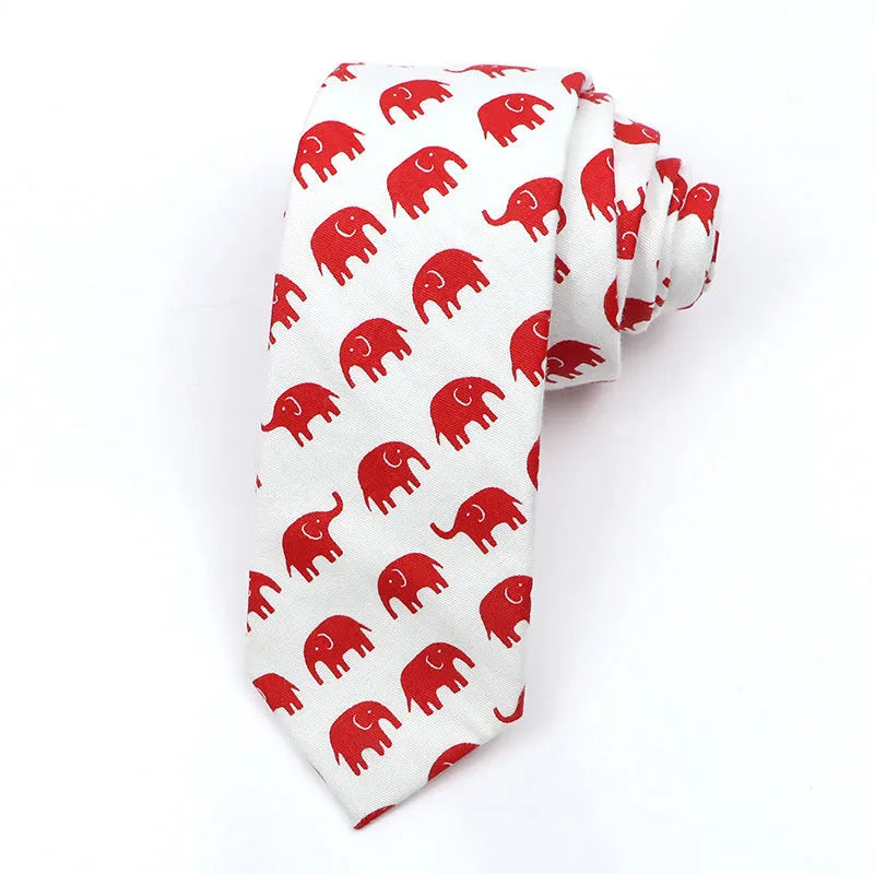 Men's narrow cotton bow tie with printed cartoon patterns in Korean casual style