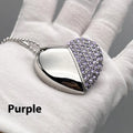 Heart-shaped brick design USB flash drive with metal shell in assorted colours showing front and side views