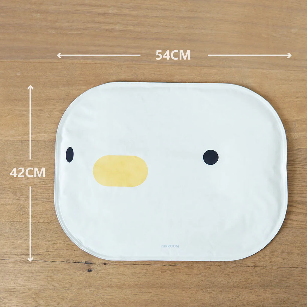 Chick shaped pet cooling mat 45cm square with composite cloth surface