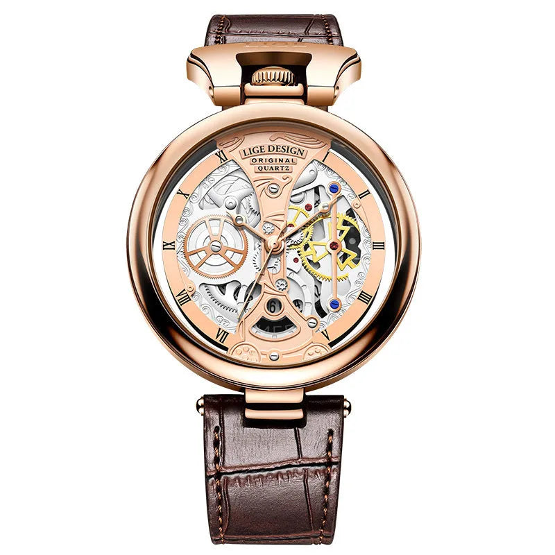 Men's casual waterproof wrist watch 13mm zinc alloy case belt strap stainless steel buckle