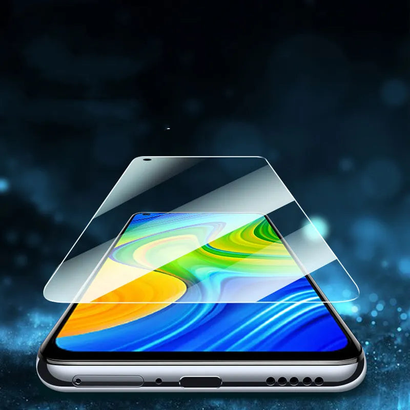 Tempered glass screen protector for Xiaomi phones showing HD clarity and full coverage.