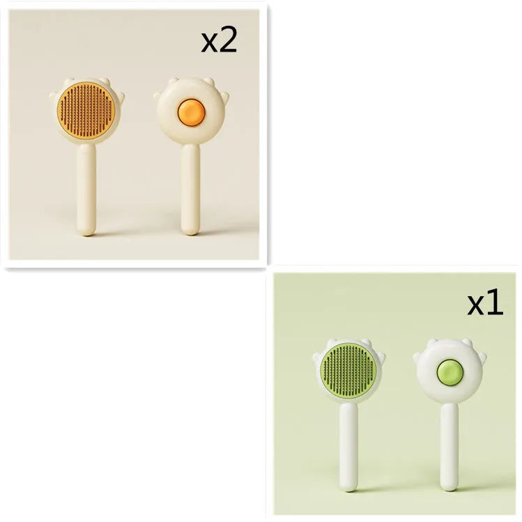 Green pet grooming comb with stainless steel teeth and ABS handle for cats and dogs