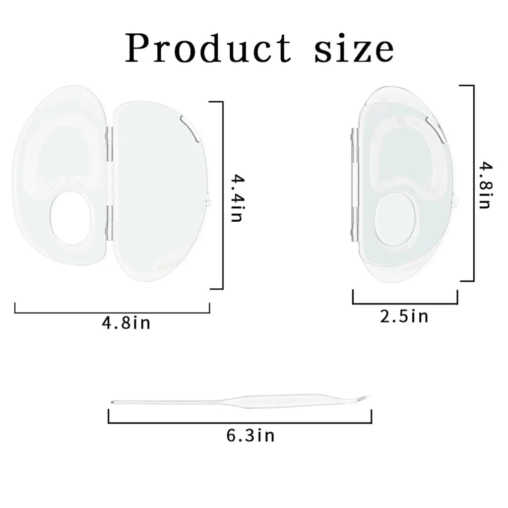 Transparent acrylic makeup mixing palette showing storage groove and colour test areas.