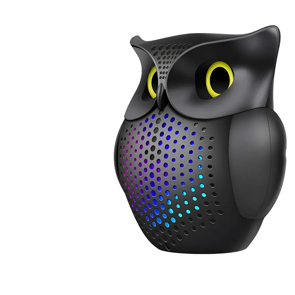 Black cartoon owl wireless Bluetooth speaker with USB cable